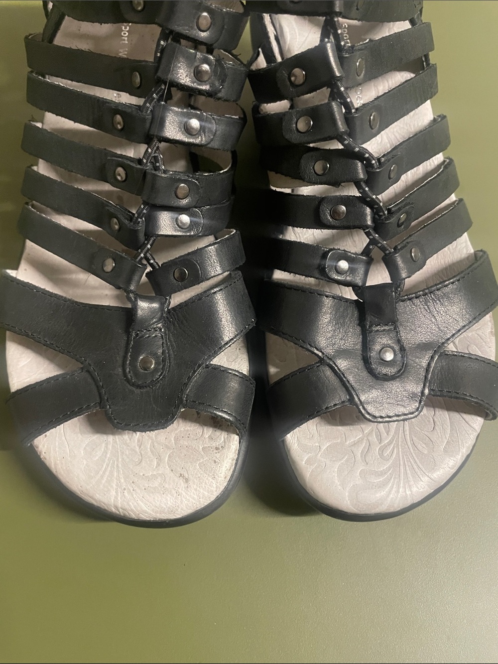 Jambo Sugar Black Leather Wedge Sandals, 9M - Picture 9 of 10
